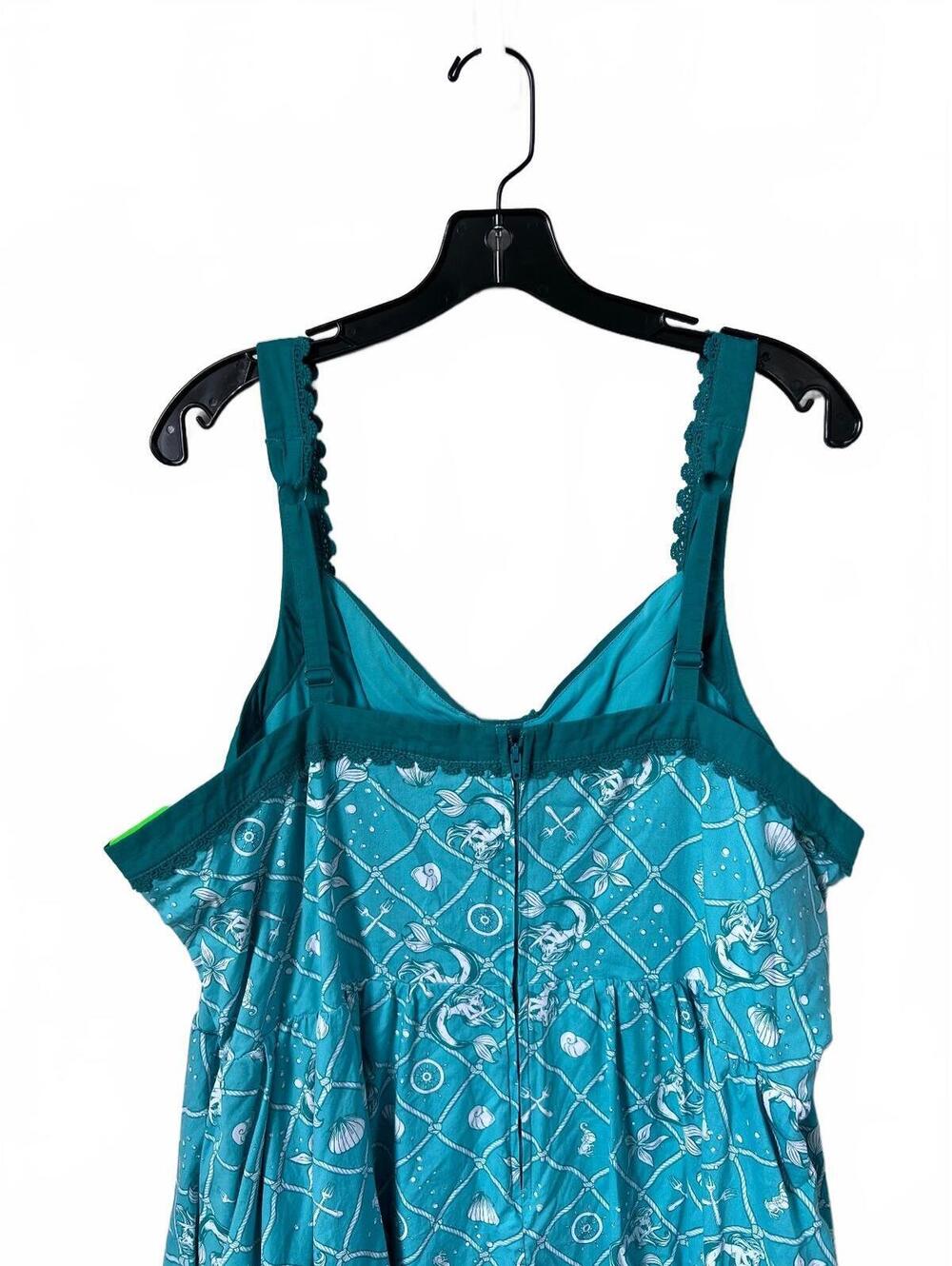 Disney Little Mermaid Teal Sleeveless Dress with Button Detail and Mesh Hem 24 - Picture 5 of 9